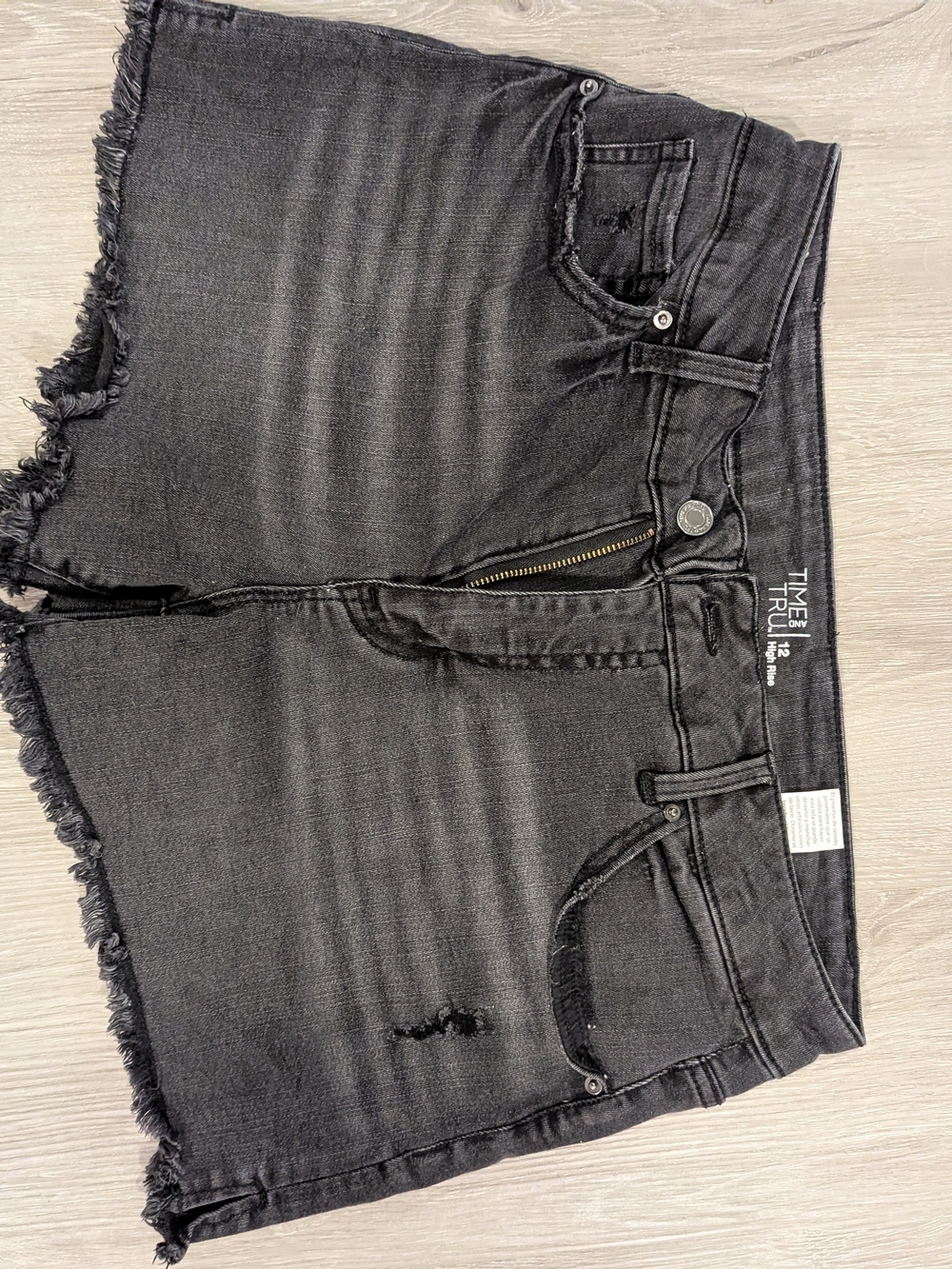 Time and Tru Black Frayed Denim Cutoff Shorts